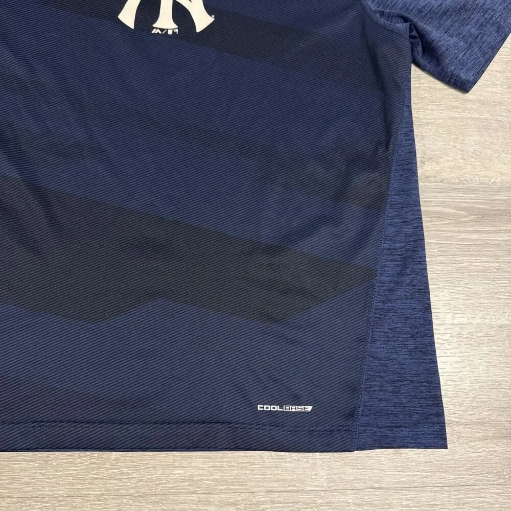 New York Yankees Shirt Majestic Cool Base Men's Blue Large Performance Tee